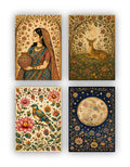 Madhubani Posters - Set of 4 - 12 x 8.5 Inch