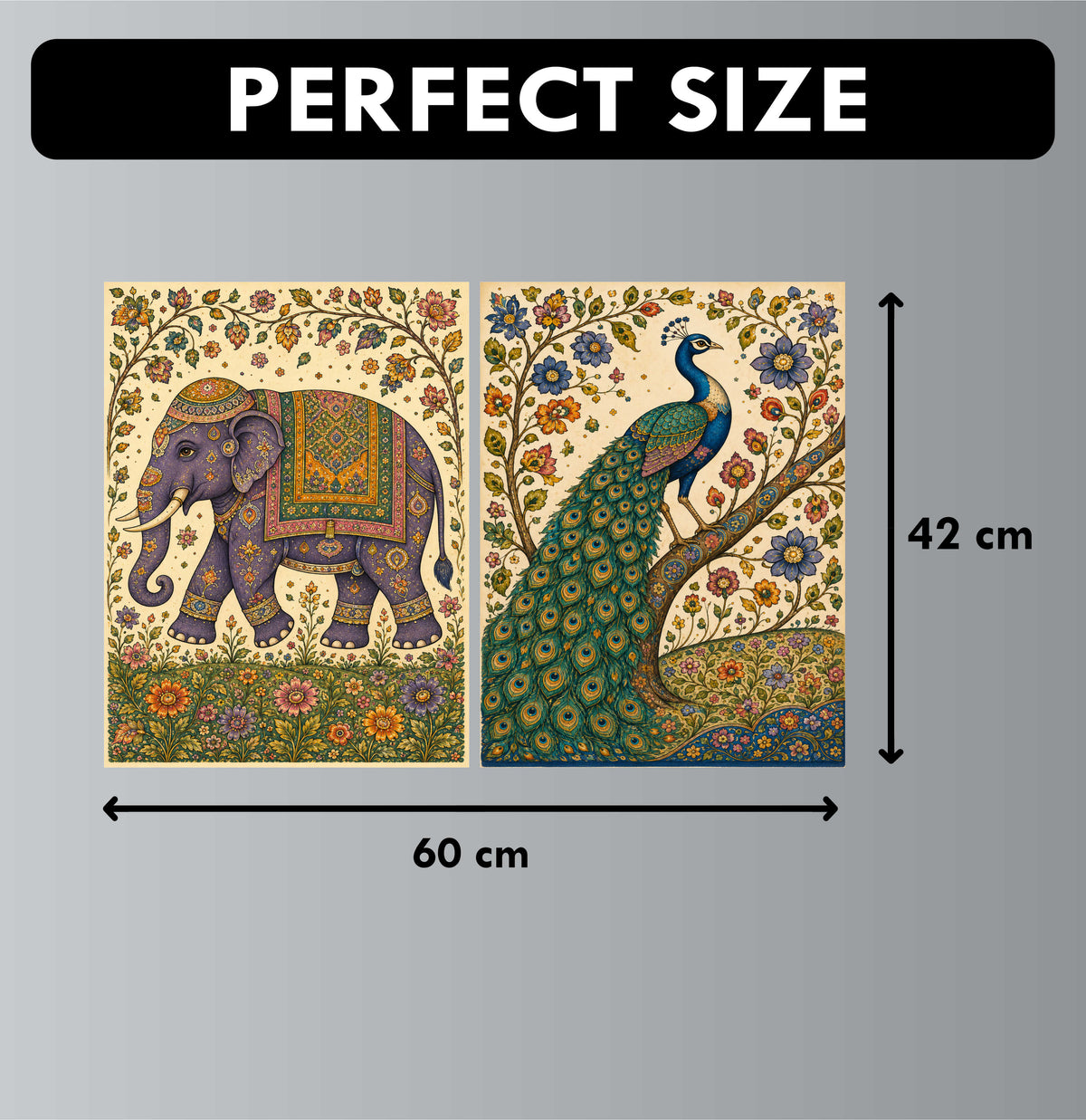 Madhubani Posters - Set of 4 - 12 x 8.5 Inch