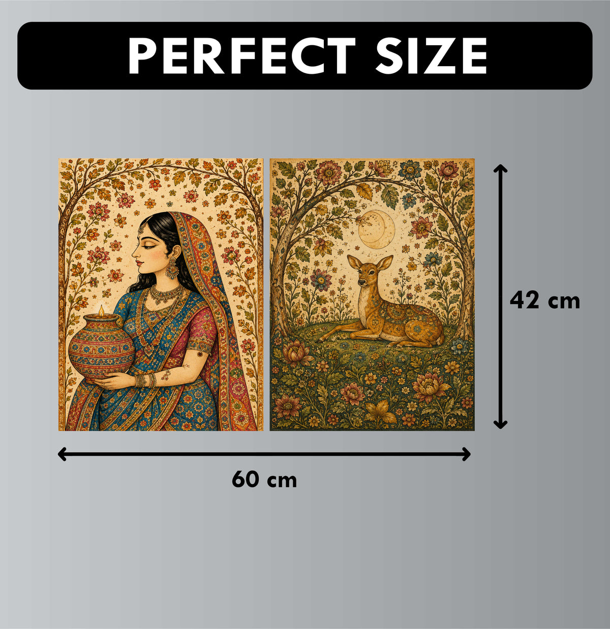 Madhubani Posters - Set of 4 - 12 x 8.5 Inch