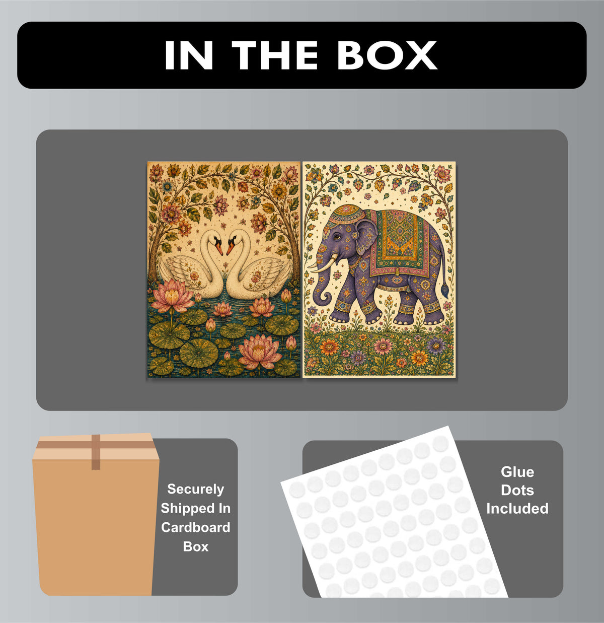 Madhubani Posters - Set of 4 - 12 x 8.5 Inch