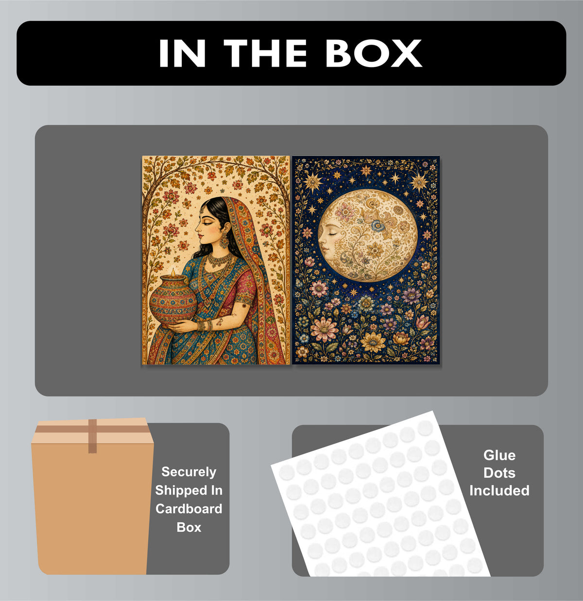 Madhubani Posters - Set of 4 - 12 x 8.5 Inch