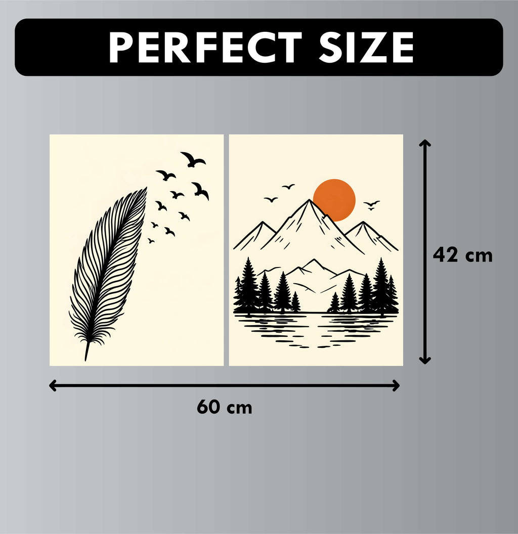 Wall Art Posters - Set of 4 - 12 x 8.5 Inch