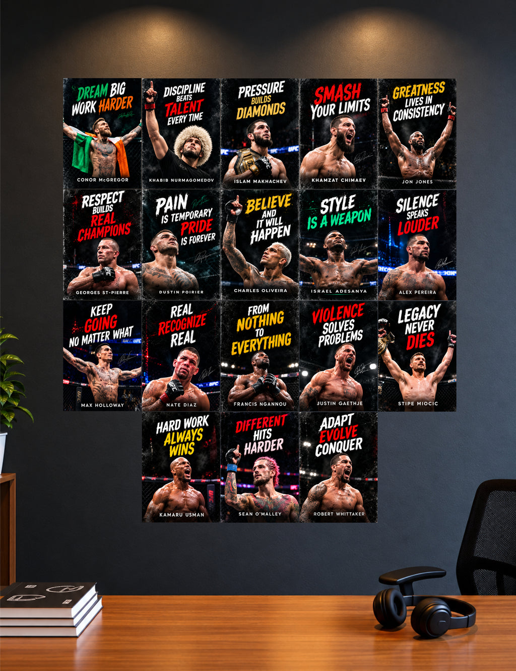 UFC Gym Motivational Card - Set of 18 - 6 x 4 Inch