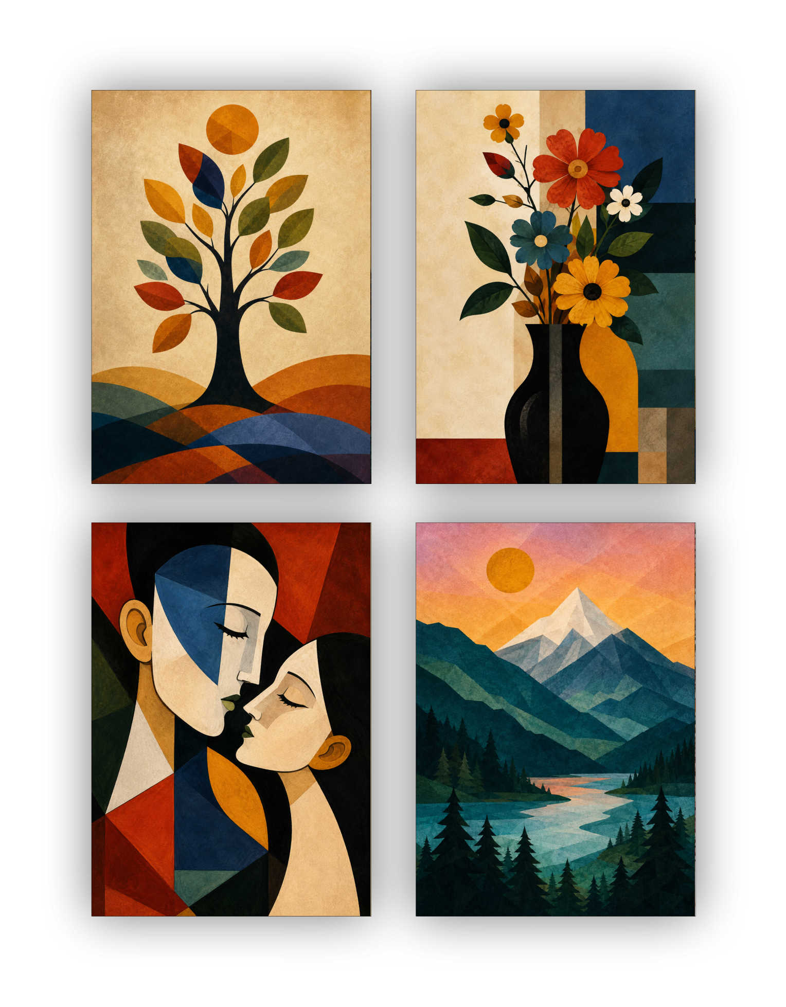 Abstract Posters - Set of 4- 12 x 8.5 Inch