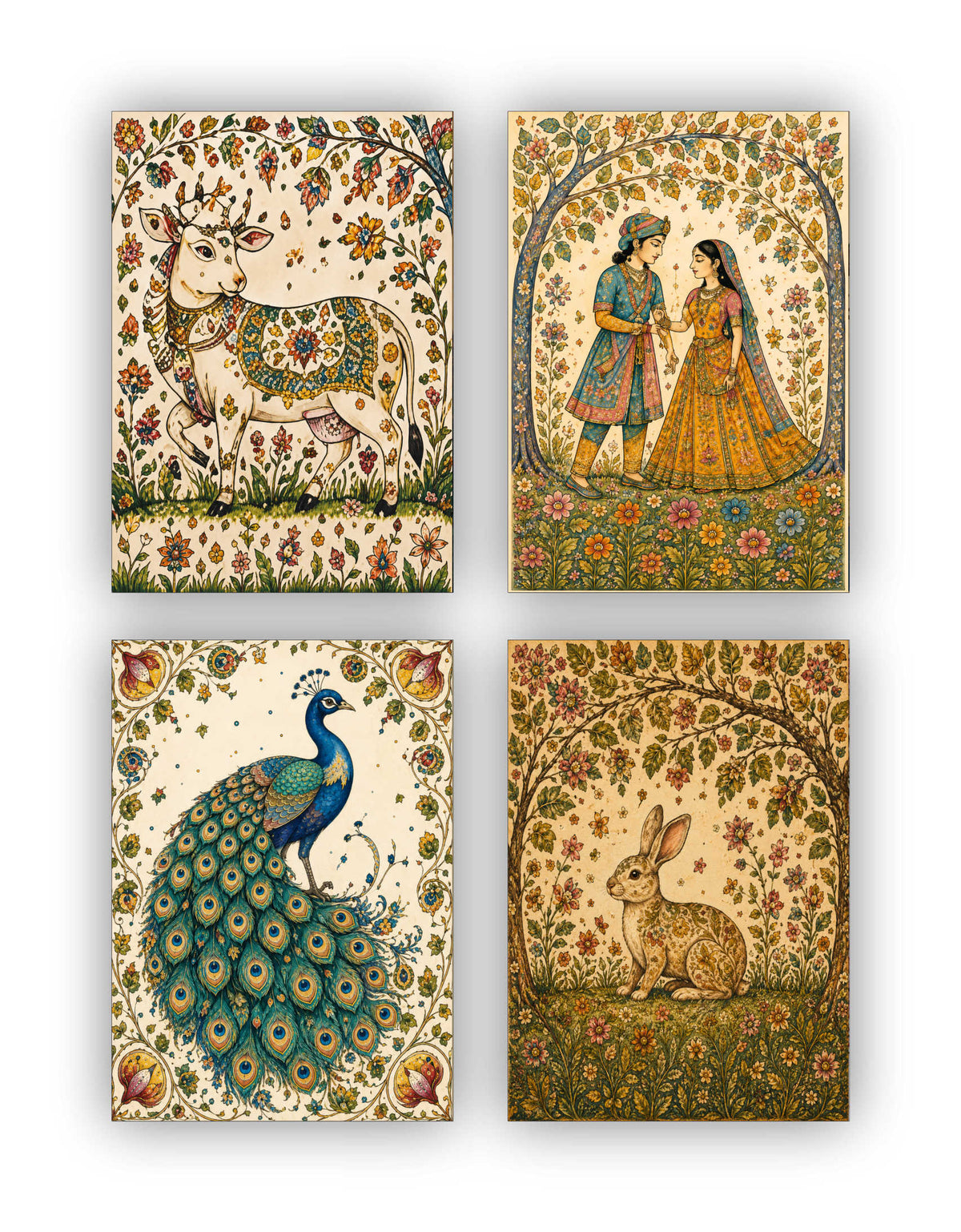 Madhubani Posters - Set of 4 - 12 x 8.5 Inch