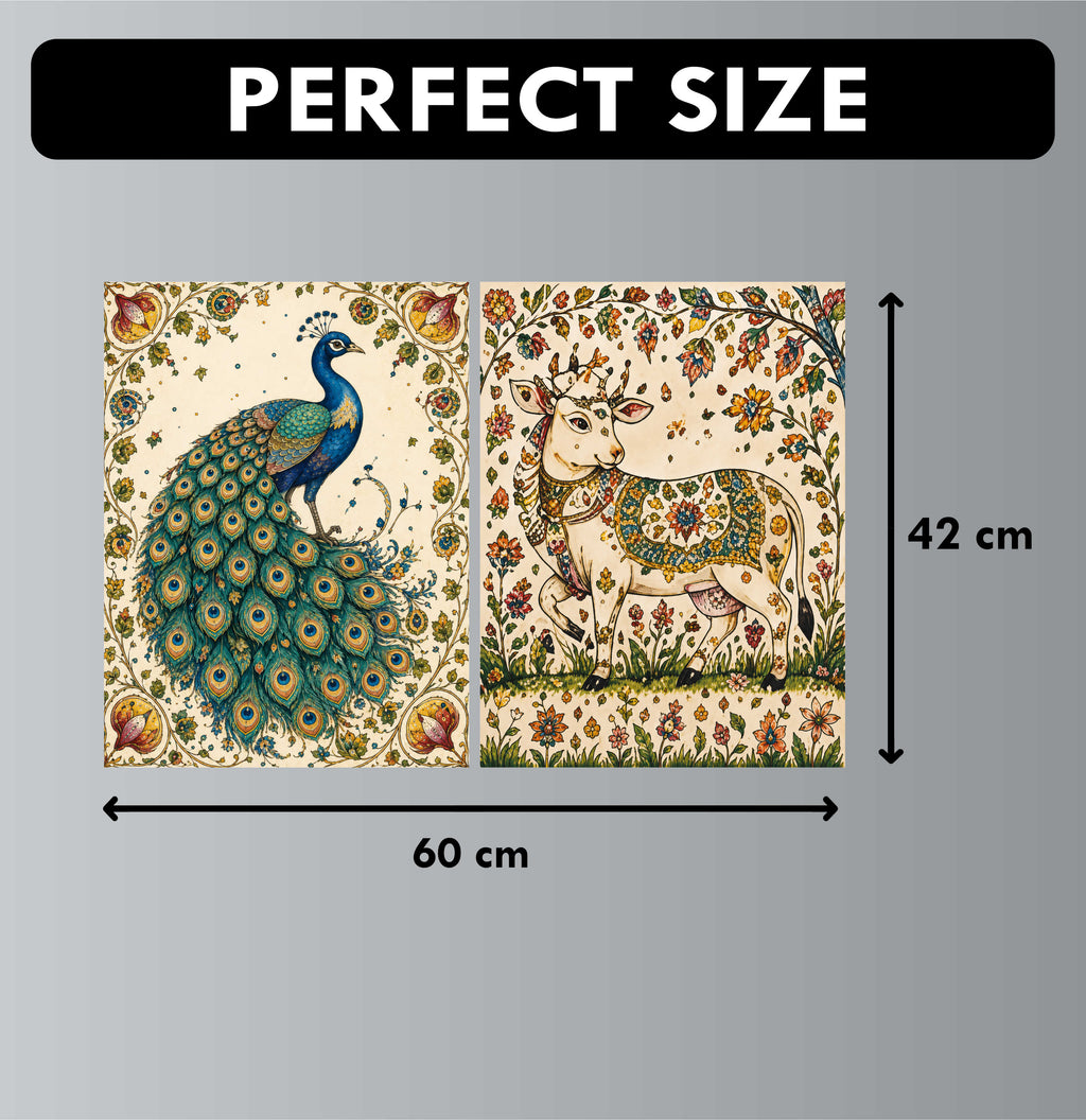 Madhubani Posters - Set of 4 - 12 x 8.5 Inch