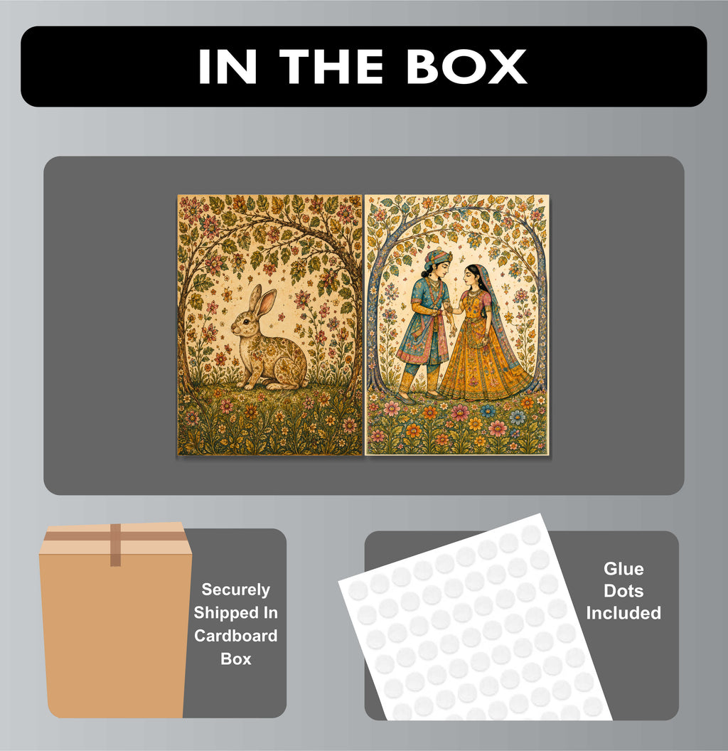 Madhubani Posters - Set of 4 - 12 x 8.5 Inch