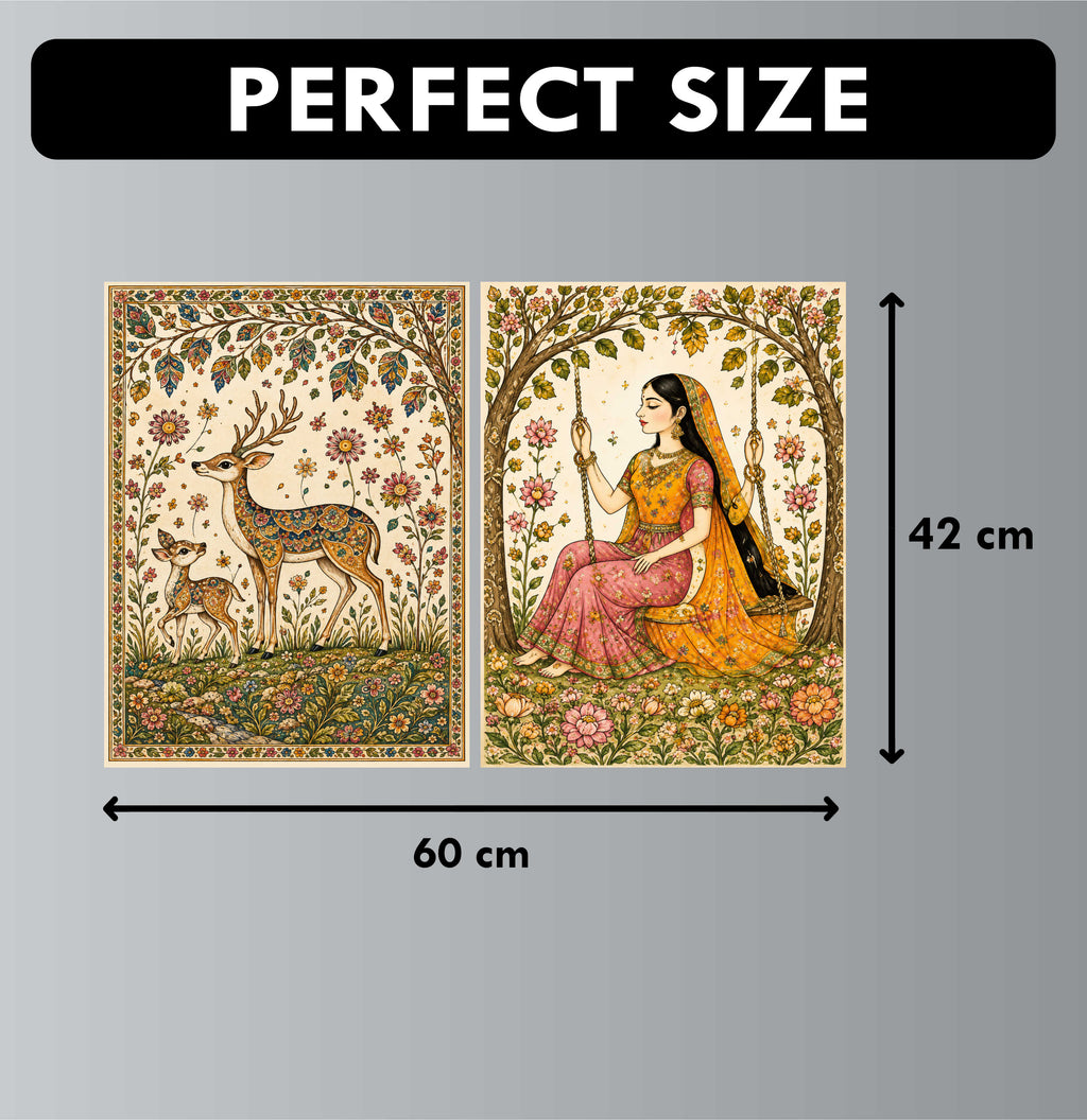 Madhubani Posters - Set of 4 - 12 x 8.5 Inch