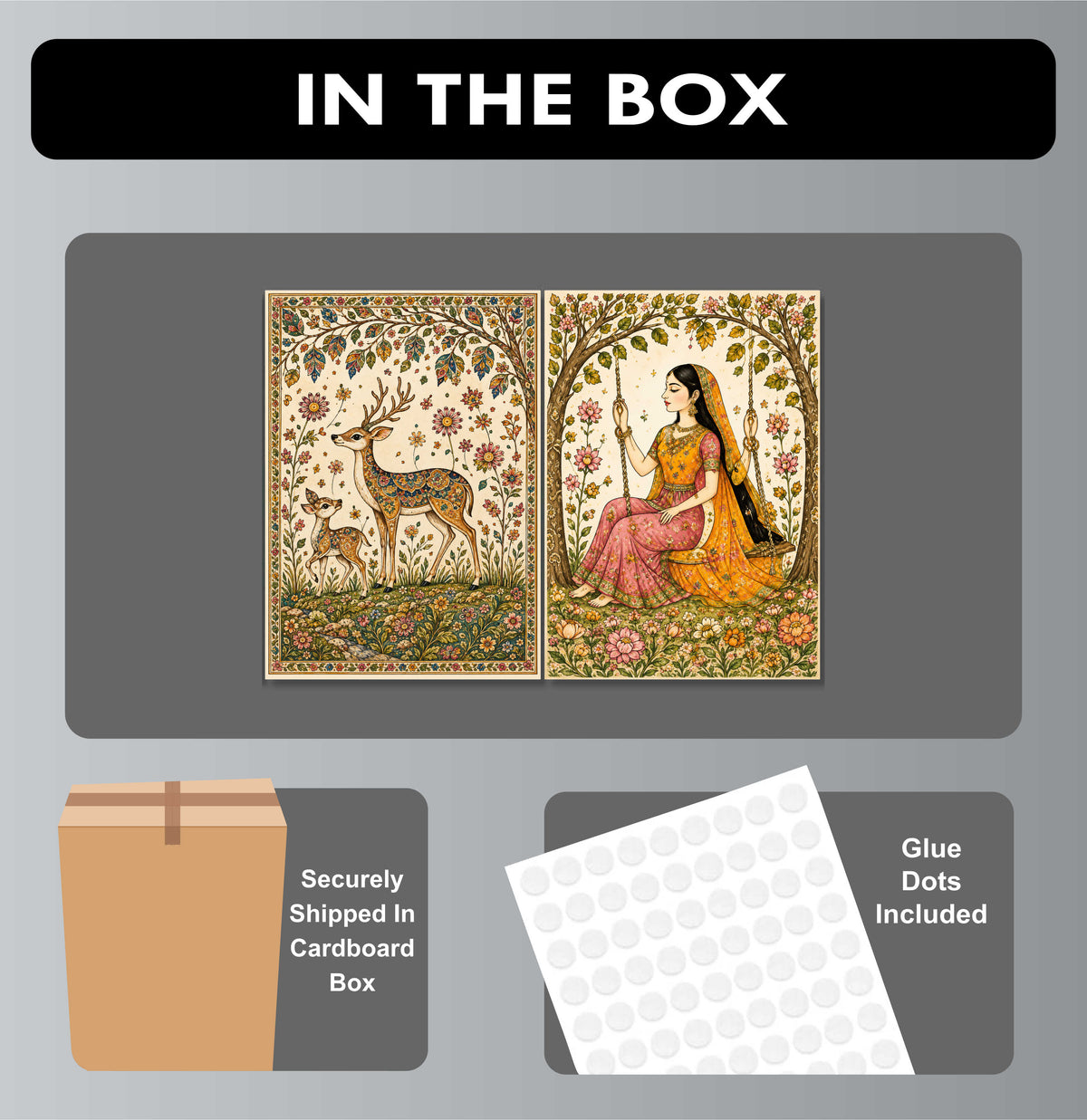 Madhubani Posters - Set of 4 - 12 x 8.5 Inch