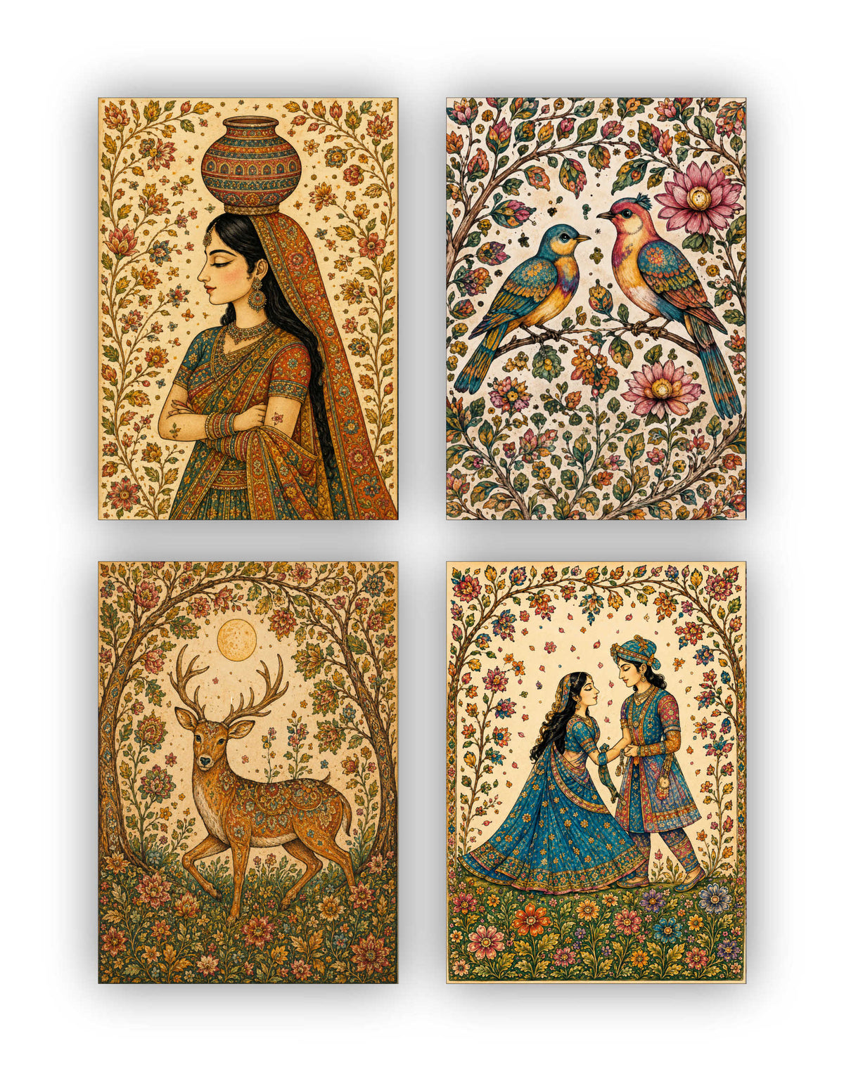 Madhubani Posters - Set of 4 - 12 x 8.5 Inch