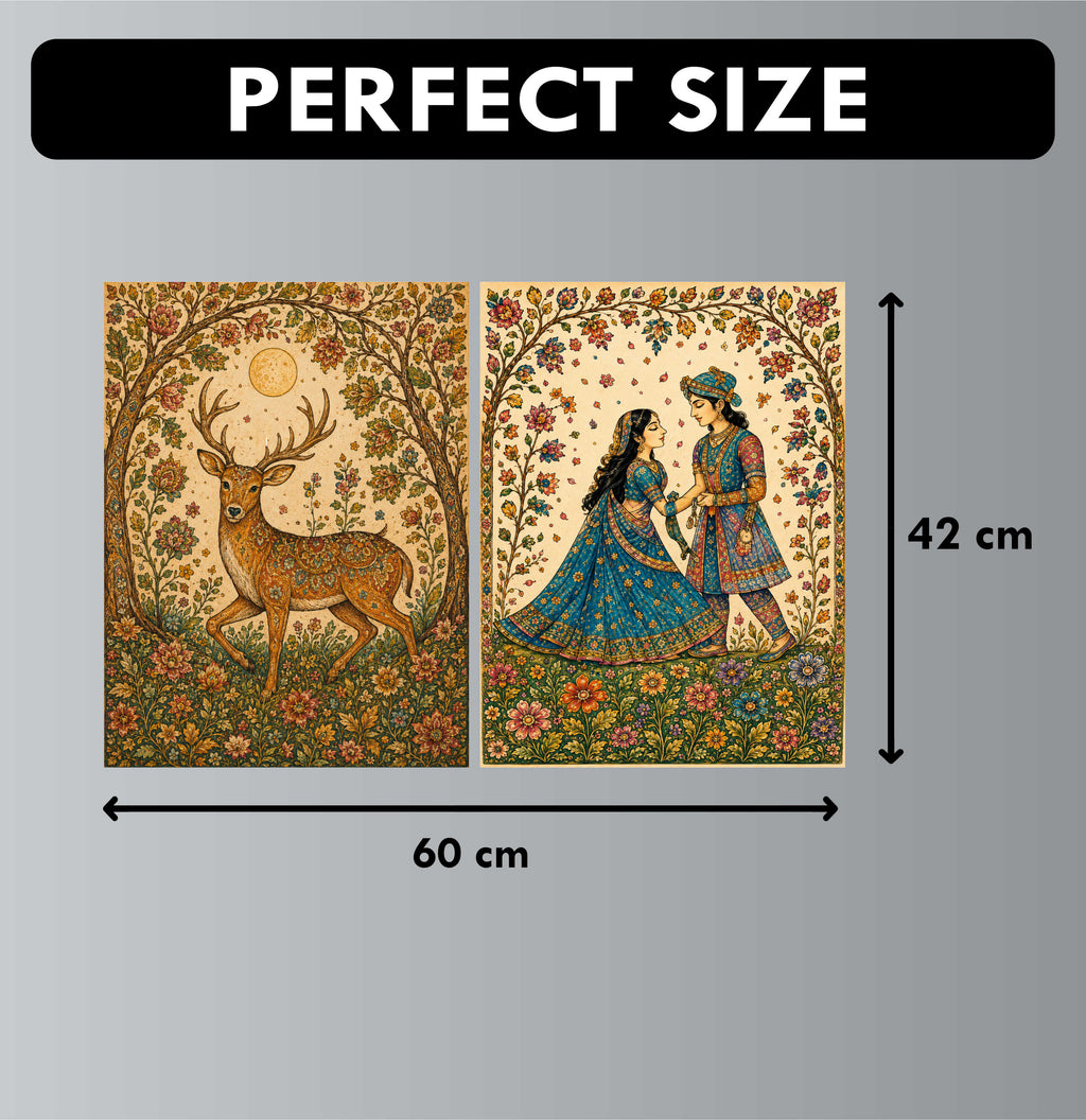 Madhubani Posters - Set of 4 - 12 x 8.5 Inch