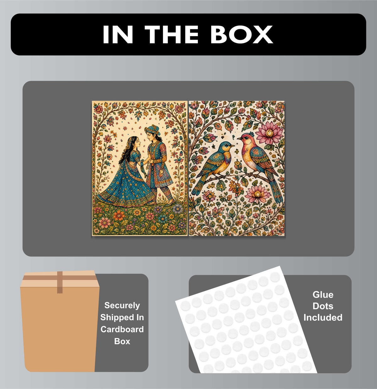 Madhubani Posters - Set of 4 - 12 x 8.5 Inch