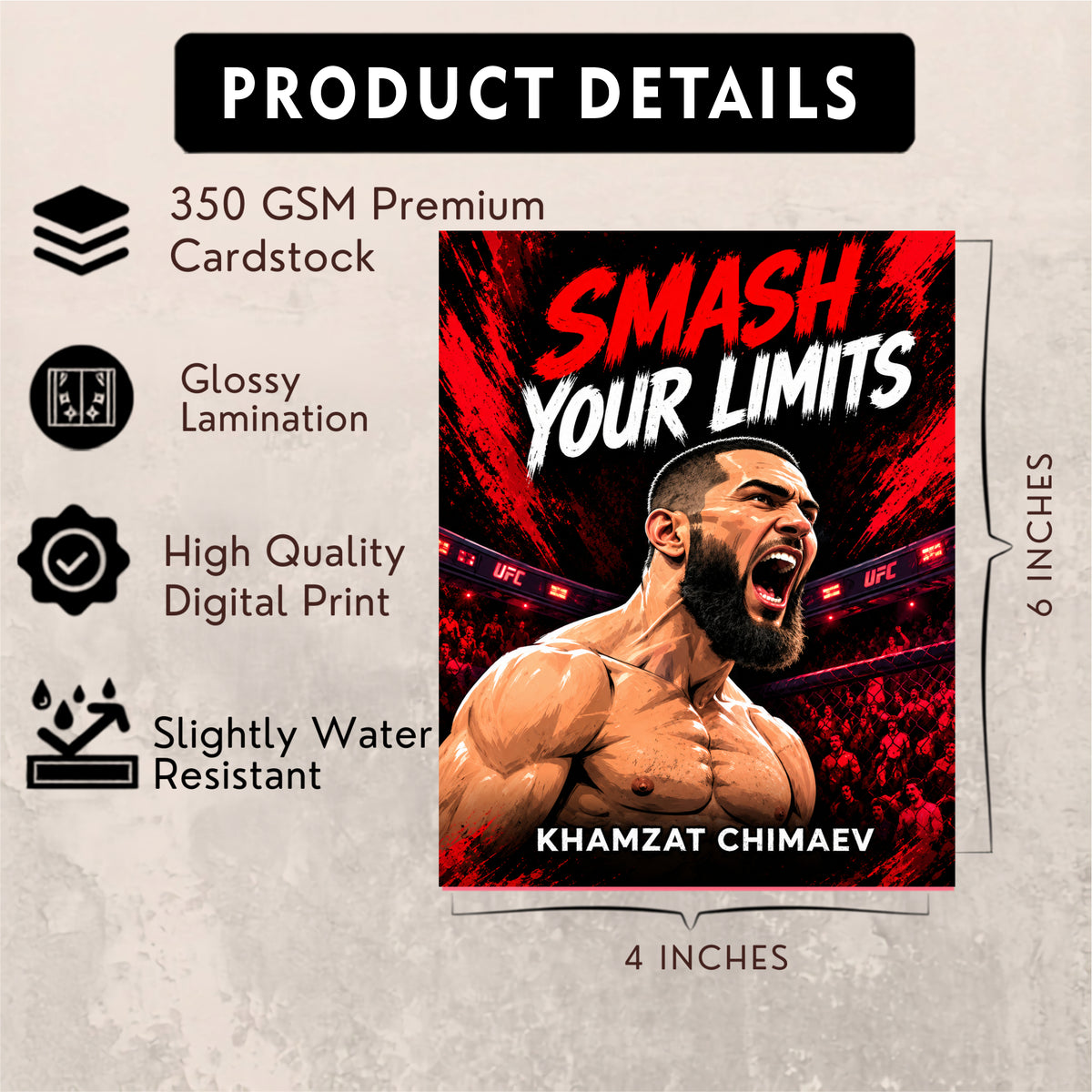UFC Gym Motivational Posters - Set of 18 - 6 x 4 Inch