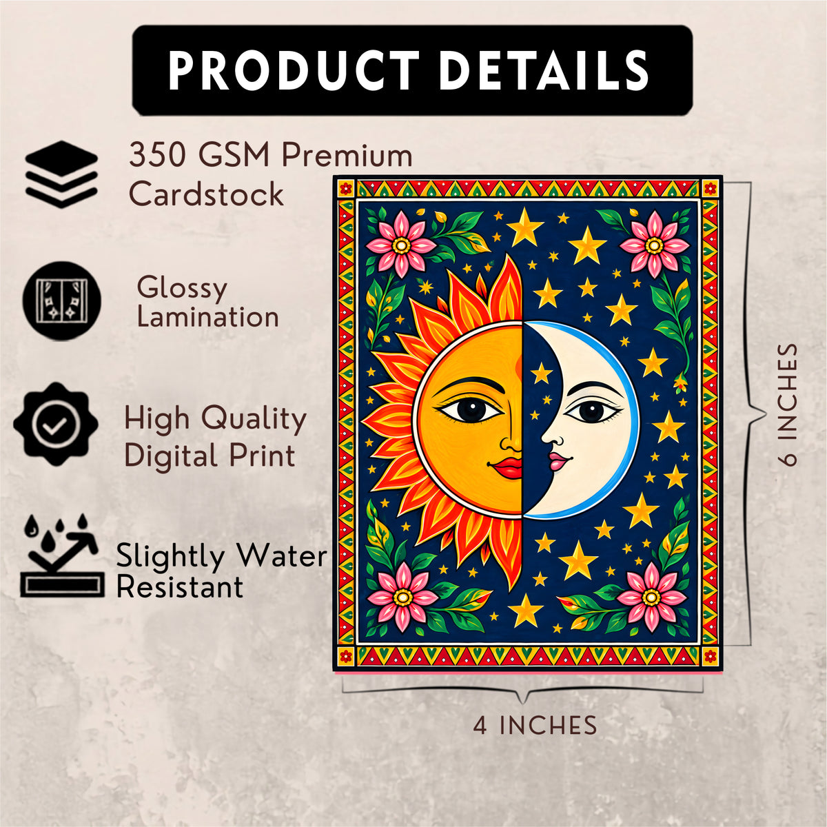 Madhubani Posters - Set of 18 - 6 x 4 Inch