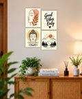 Wall Art Posters - Set of 4 - 12 x 8.5 Inch