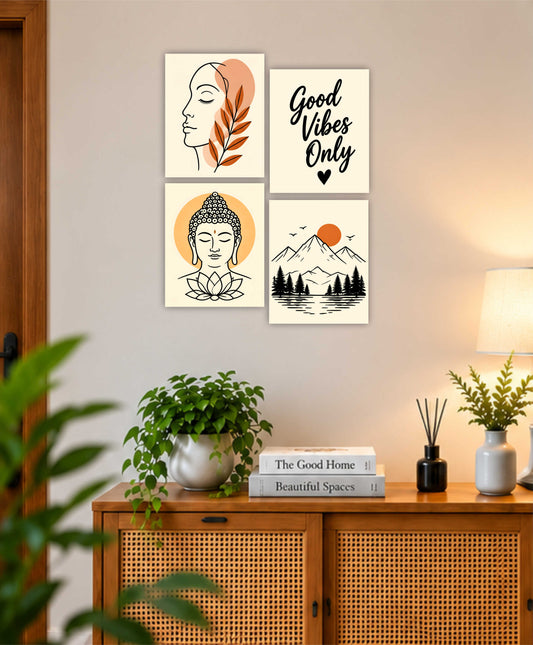 Wall Art Posters - Set of 4 - 12 x 8.5 Inch
