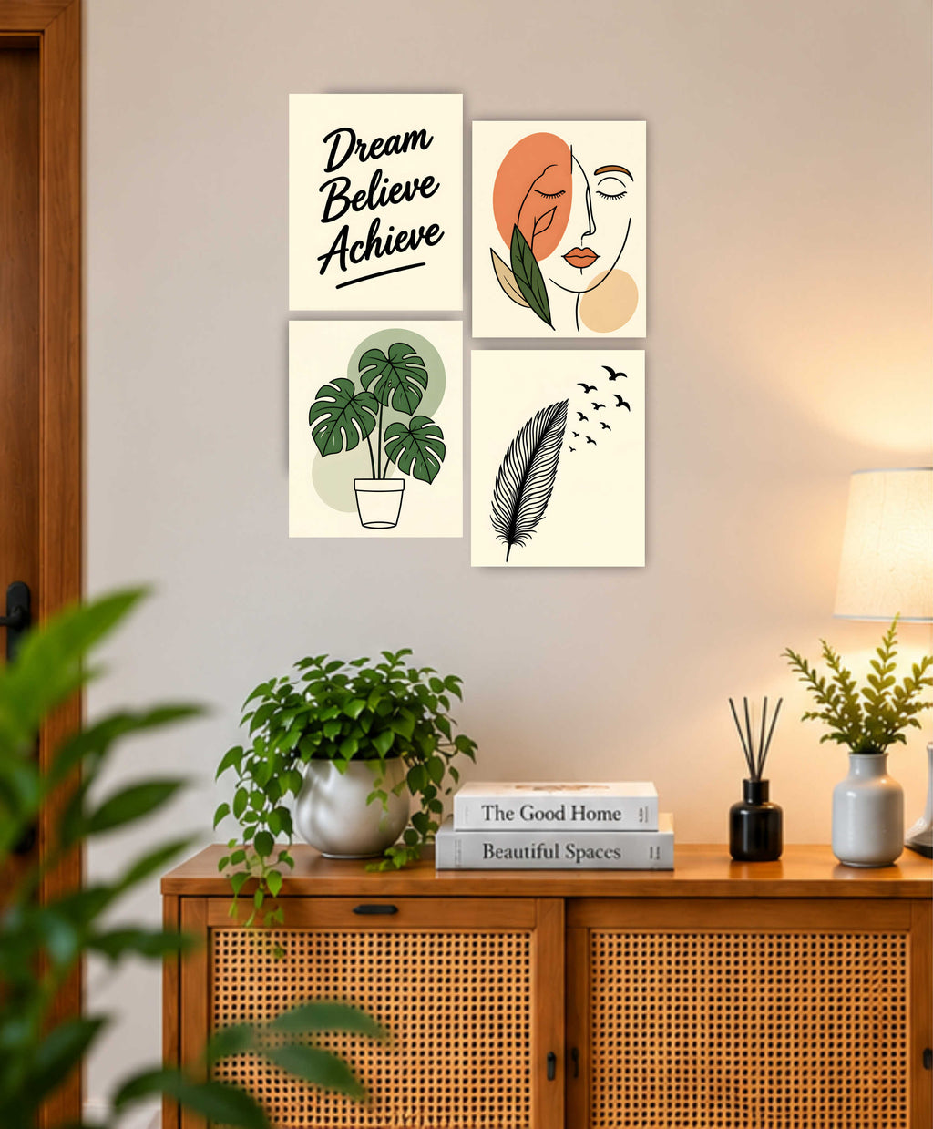 Wall Art Posters - Set of 4 - 12 x 8.5 Inch
