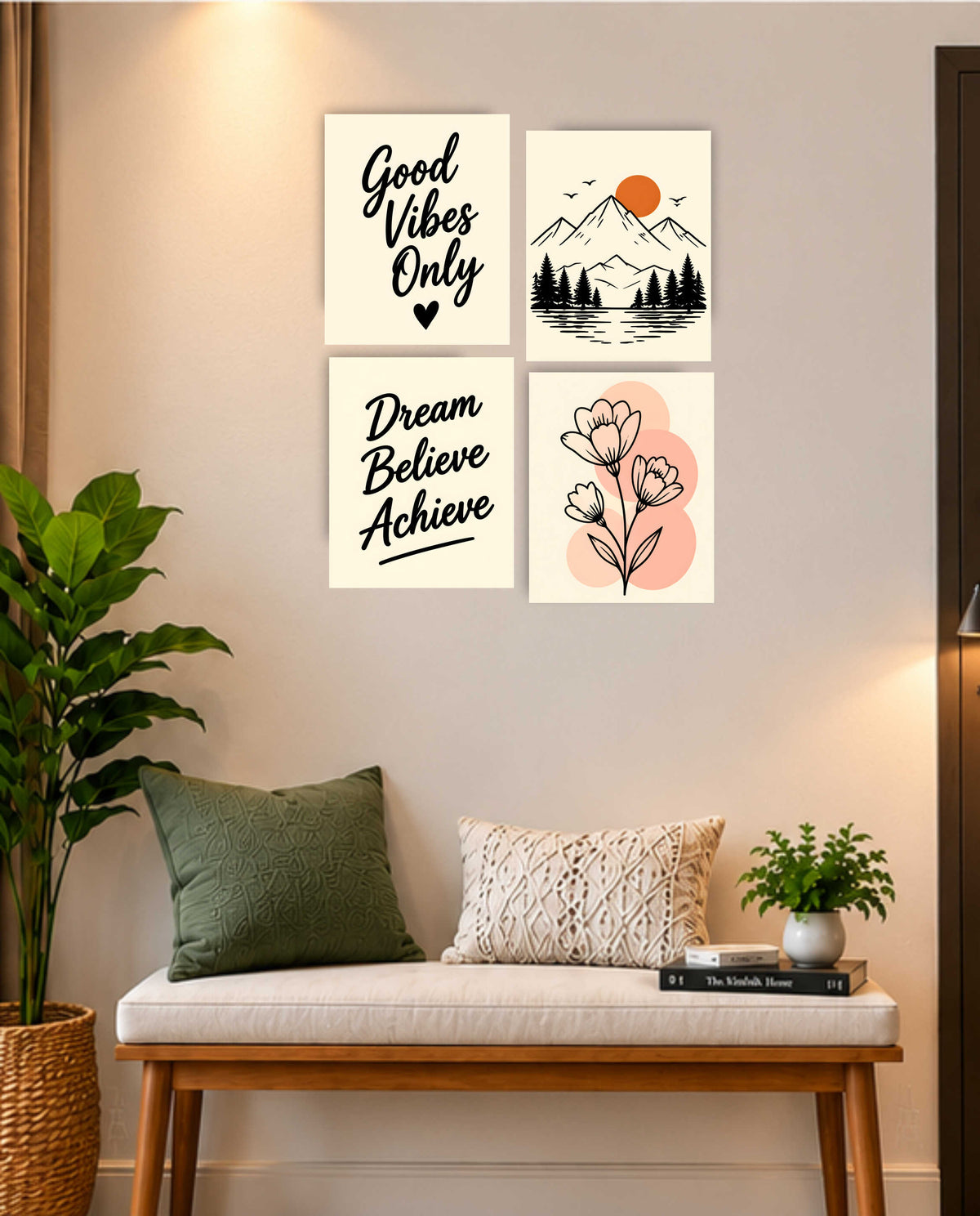 Wall Art Posters - Set of 4 - 12 x 8.5 Inch